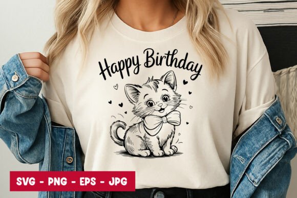 Baby Cat Happy Birthday Graphics for T-Shirts