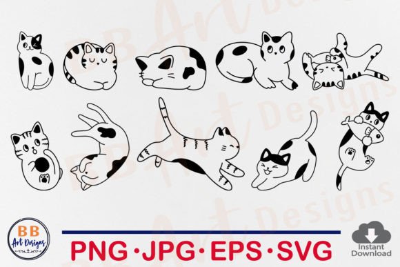 Cat SVG Bundle Cute Cats Doodle Line Art