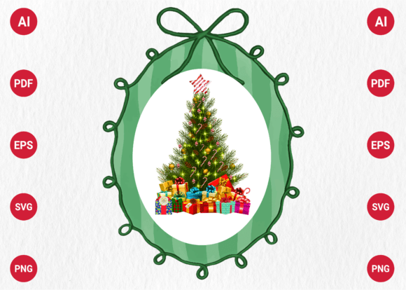 Christmas Tree Coquette Frame Clipart: Graphics for T-Shirt Designs