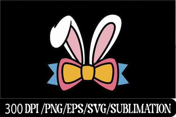 Cute Bunny Ears with Bow Clipart: Graphics for T-Shirt Designs & Local Branding