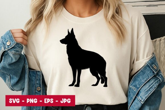 Dog Standing Silhouette Clipart for T-Shirts & Graphics