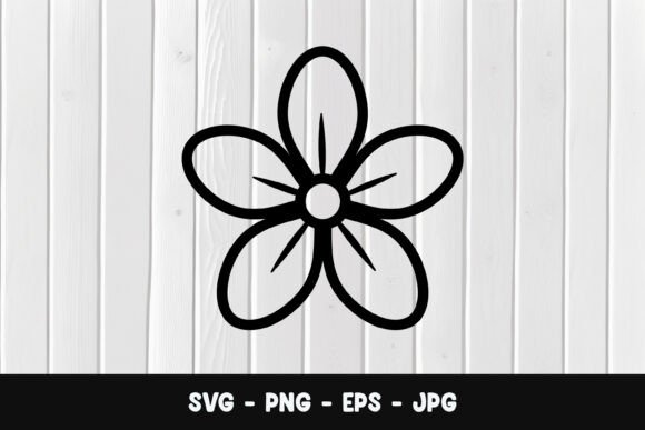 Five Petal Flower Outline Vector Art for T-Shirts & Graphics