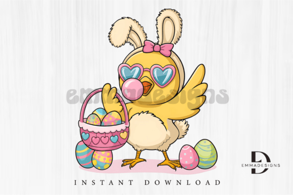 Funny Easter Chick Rabbit Bunny Clipart for T-Shirt Designs & Graphics