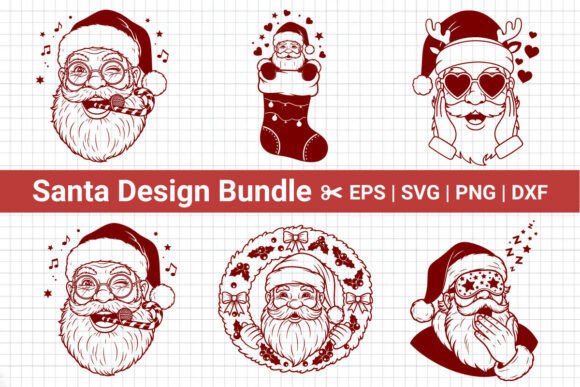 Funny Santa Christmas Clipart SVG Bundle: Graphics & T-Shirt Designs