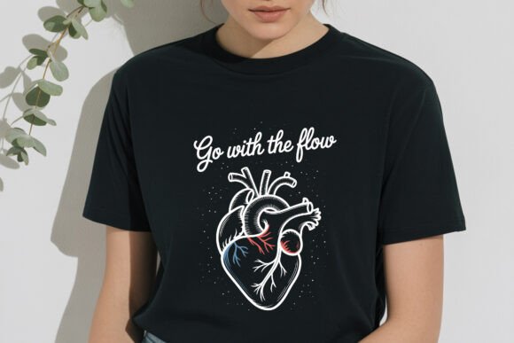 Go with the Flow, Line Art Heart SVG