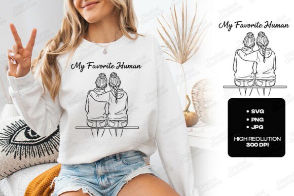 My Favorite Human Bestie Line Art: Graphics & T-Shirt Designs