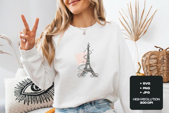 Paris France Eiffel Tower SVG Art for T-Shirt Designs & Graphics