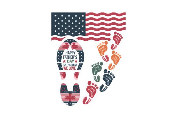 Patriotic Father’s Day Footprints Art: Graphics for T-Shirt Designs