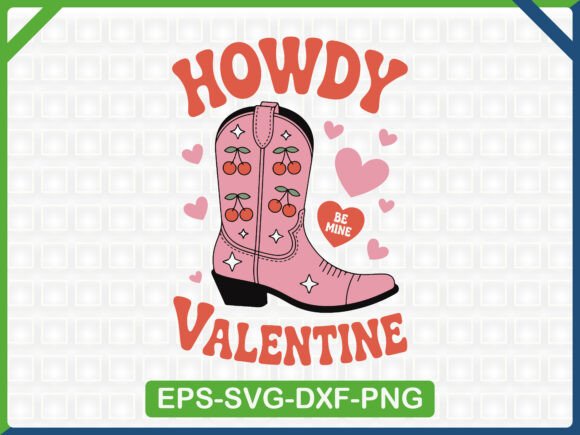 Retro Cowboy Boot Valentine Clipart: Graphics & T-Shirt Designs