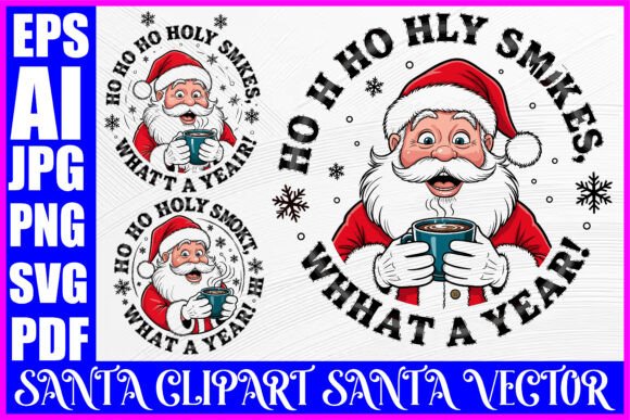 T-Shirt Santa Claus Clipart Pack: Graphics for Joyful T-Shirt Designs