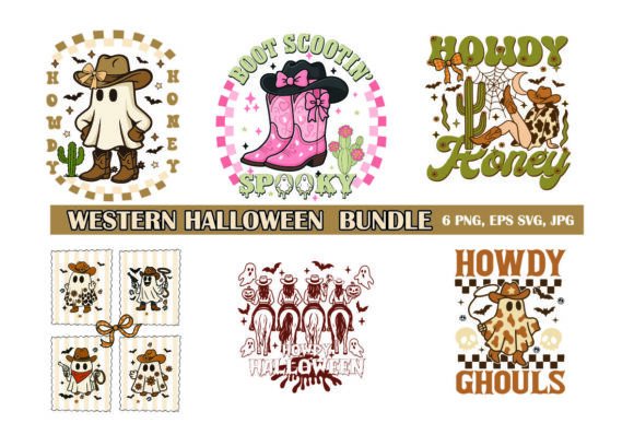Western Halloween Bundle Cowboy Clipart: Graphics & T-Shirt Designs