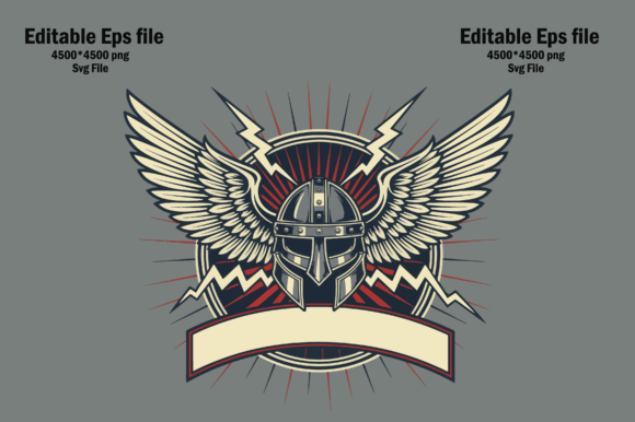 Winged Helmet with Lightning Bolts Graphics & T-Shirt Designs